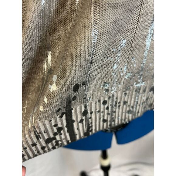 Metallic Silver Sequined Long Sleeve Evening Party Blouse Cocktail Top - Picture 3 of 8